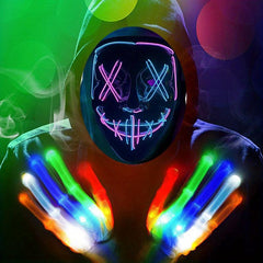 Halloween Led Glow Mask Masquerade Party Scary Masks & Gloves