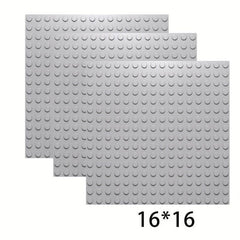 3Pcs Grey 16x16 & 16x32 Points Base Plate for Soldier Figure Building Blocks