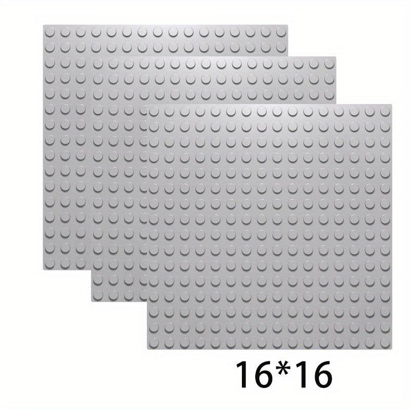 3Pcs Grey 16x16 & 16x32 Points Base Plate for Soldier Figure Building Blocks