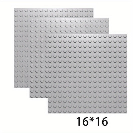 3Pcs Grey 16x16 & 16x32 Points Base Plate for Soldier Figure Building Blocks