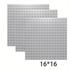 3Pcs Grey 16x16 & 16x32 Points Base Plate for Soldier Figure Building Blocks