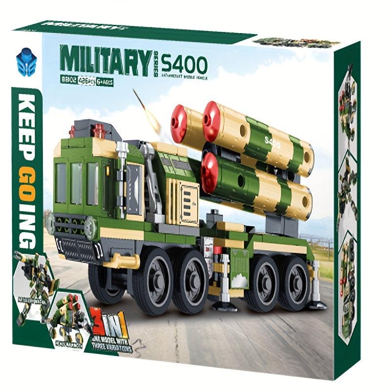 3-in-1 Transforming Helicopter Battleship Missile Building Blocks