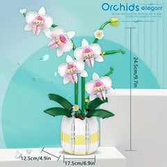 Orchid Bouquet Building Blocks Romantic Pink Assembly Decoration Birthday
