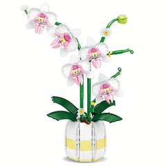 Orchid Bouquet Building Blocks Romantic Pink Assembly Decoration Birthday