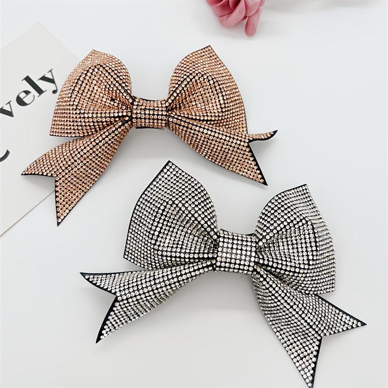 Bow Hairpins Full Rhinestones Spring Clips Women Hair Accessories