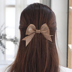 Bow Hairpins Full Rhinestones Spring Clips Women Hair Accessories