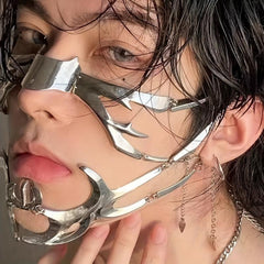 2pcs Silvery Alloy Mask Halloween Party Cosplay Costume Decors
