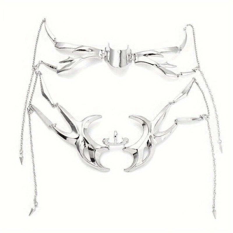 2pcs Silvery Alloy Mask Halloween Party Cosplay Costume Decors