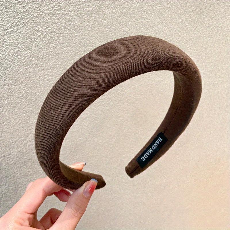 Solid Wide Headband Vintage Elastic Hair Band
