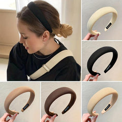 Solid Wide Headband Vintage Elastic Hair Band