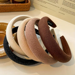 Solid Wide Headband Vintage Elastic Hair Band