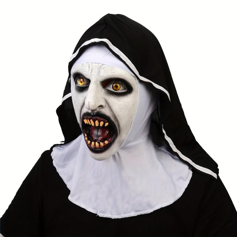 Men's Latex Halloween Horror Nun Mask Zombie Headgear