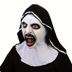 Men's Latex Halloween Horror Nun Mask Zombie Headgear