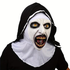 Men's Latex Halloween Horror Nun Mask Zombie Headgear
