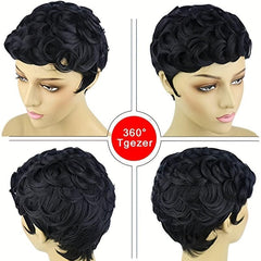 Short Curly Wig With Bangs Natural Daily Decor Wig