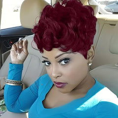 Short Curly Wig With Bangs Natural Daily Decor Wig