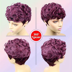 Short Curly Wig With Bangs Natural Daily Decor Wig