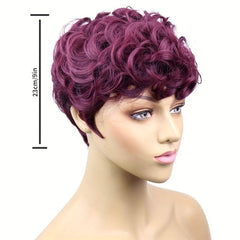 Short Curly Wig With Bangs Natural Daily Decor Wig