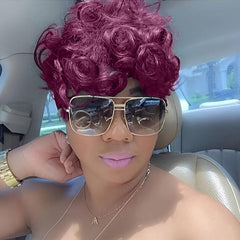 Short Curly Wig With Bangs Natural Daily Decor Wig