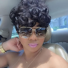 Short Curly Wig With Bangs Natural Daily Decor Wig