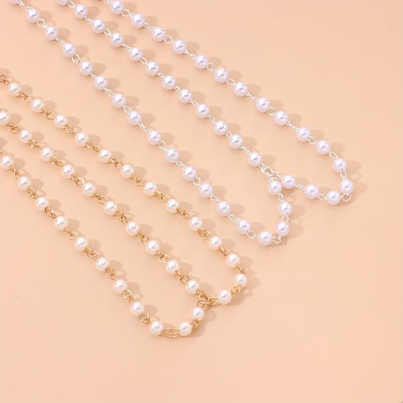 Faux Pearl Forehead Headdress Headbands Hair Jewelry for Prom Bridal