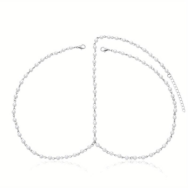Faux Pearl Forehead Headdress Headbands Hair Jewelry for Prom Bridal