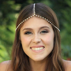 Faux Pearl Forehead Headdress Headbands Hair Jewelry for Prom Bridal