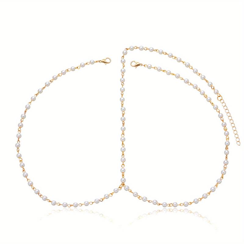Faux Pearl Forehead Headdress Headbands Hair Jewelry for Prom Bridal