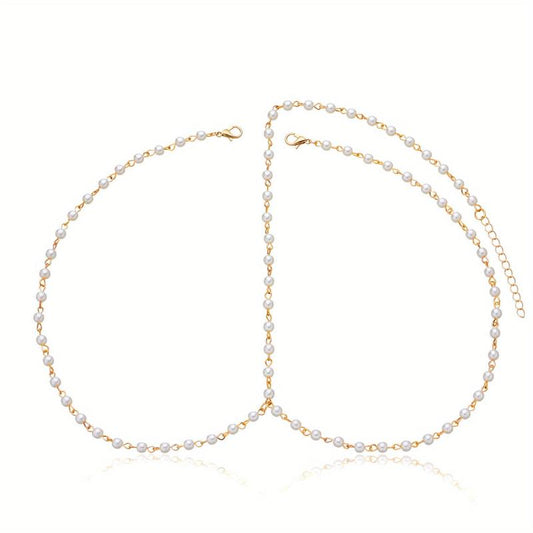 Faux Pearl Forehead Headdress Headbands Hair Jewelry for Prom Bridal