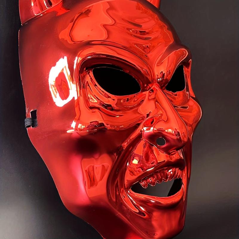 Men's Red Devil Mask Scary Halloween Dress Up Costume