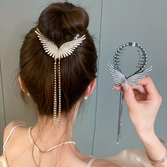 Angel Wings Tassel Hair Clips Ponytail Buckle Hairpin Headwear