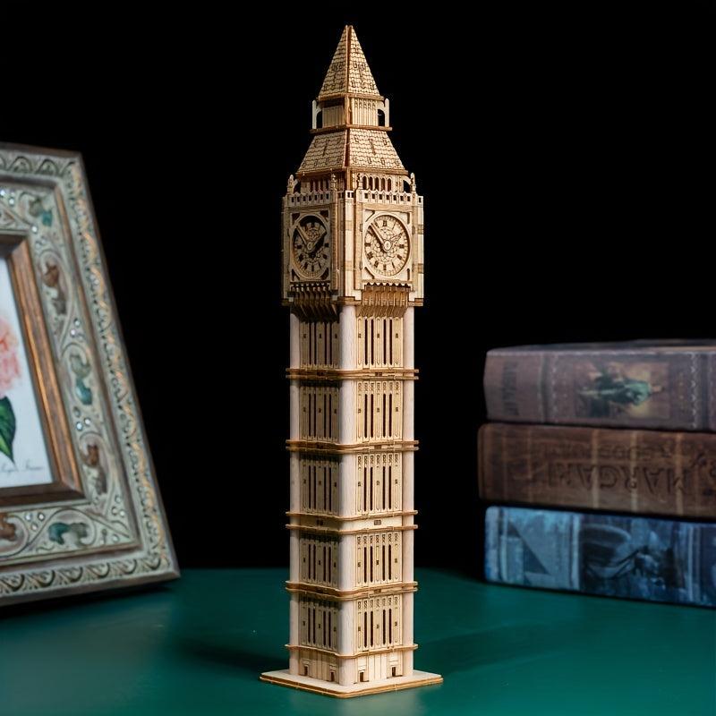 3D Wooden Puzzle Big Book Clock Decoration Model Toy