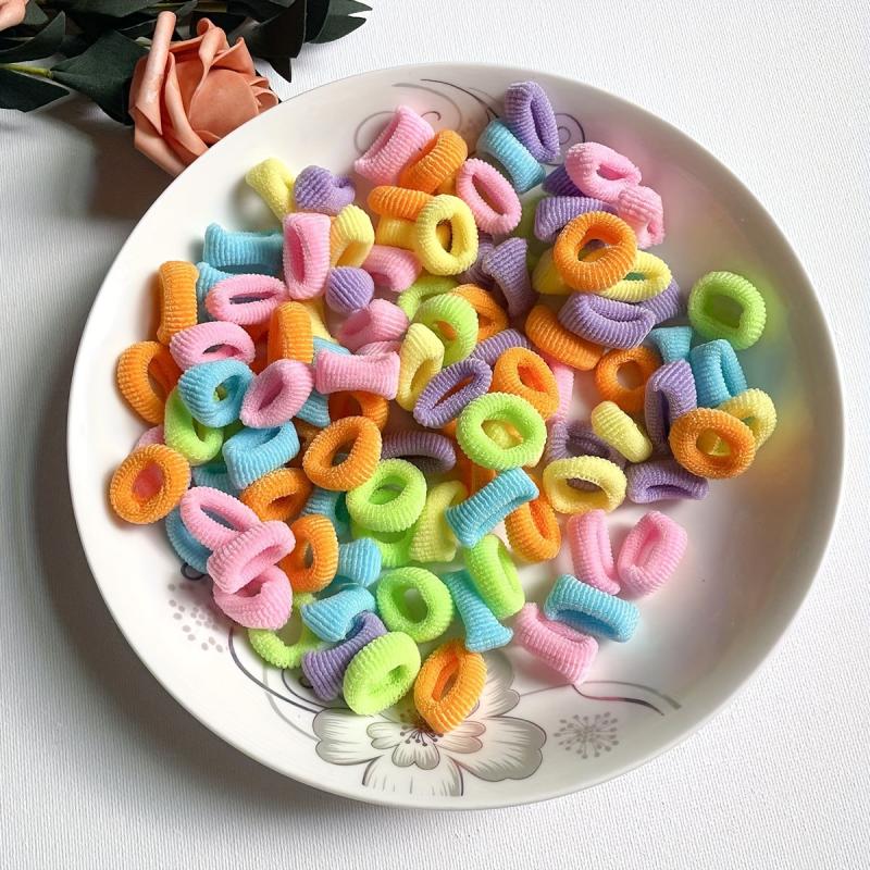 100pcs Ice Cream Thumb Seamless Hair Ropes Polyester Headwear