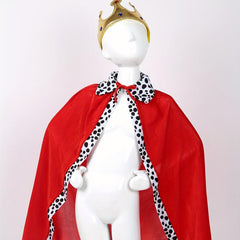 Red Velvet Cloak With Crown And Scepter King Costume Set