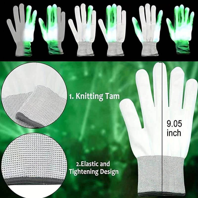 LED Luminous Mask and Skeleton Gloves Set - Light Up Halloween Costume