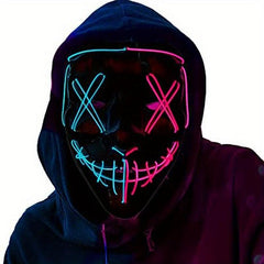 Men's Halloween LED Mask Grimace Fluorescent Horror Sound Controlled Light Mask