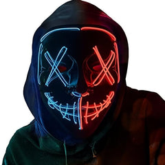Men's Halloween LED Mask Grimace Fluorescent Horror Sound Controlled Light Mask