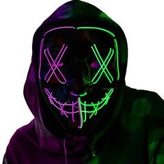 Men's Halloween LED Mask Grimace Fluorescent Horror Sound Controlled Light Mask