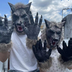 Halloween Wolf Head & Gloves Set Masquerade Cosplay