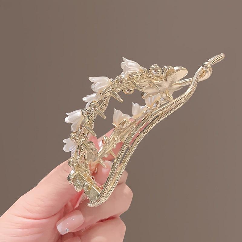 Hairpin Lily Of The Valley Flower Pearl Hairpin Inlaid Rhinestones Tassel