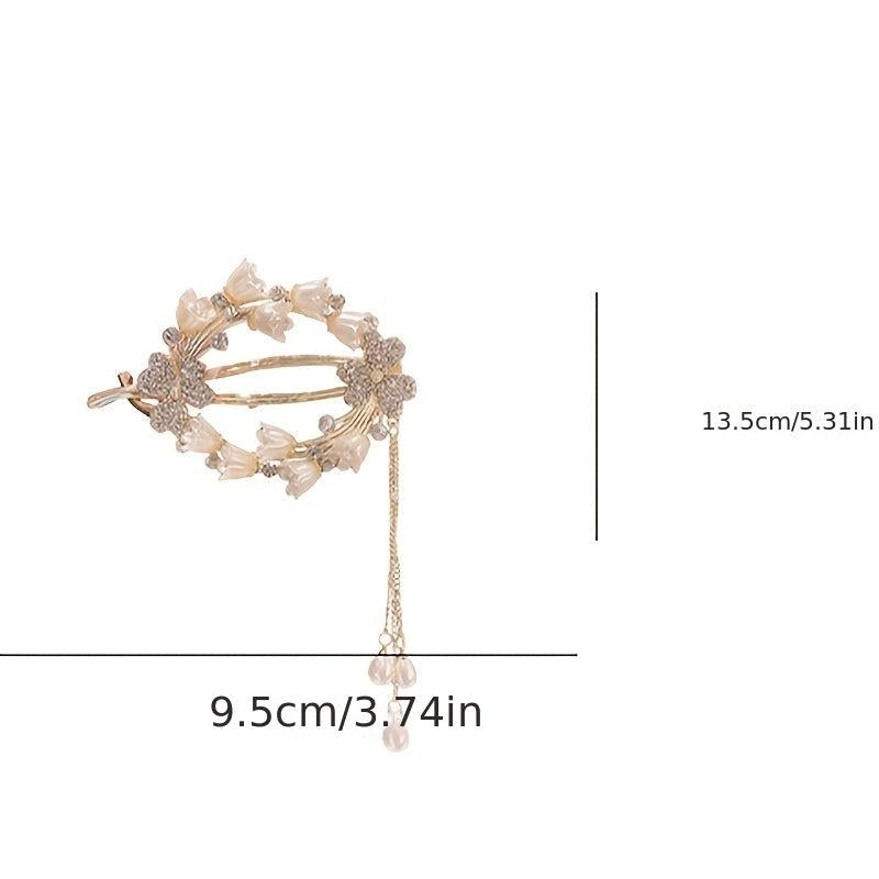 Hairpin Lily Of The Valley Flower Pearl Hairpin Inlaid Rhinestones Tassel