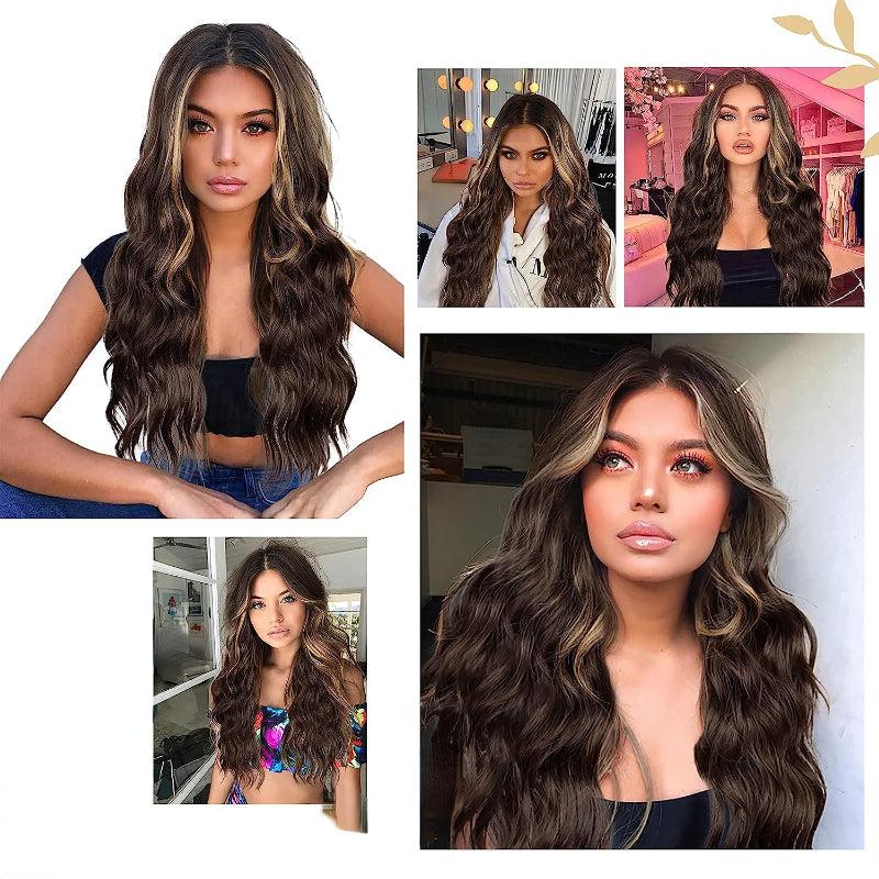 Long Curly Hair Women's Wig High Heat Synthetic Fiber Wigs