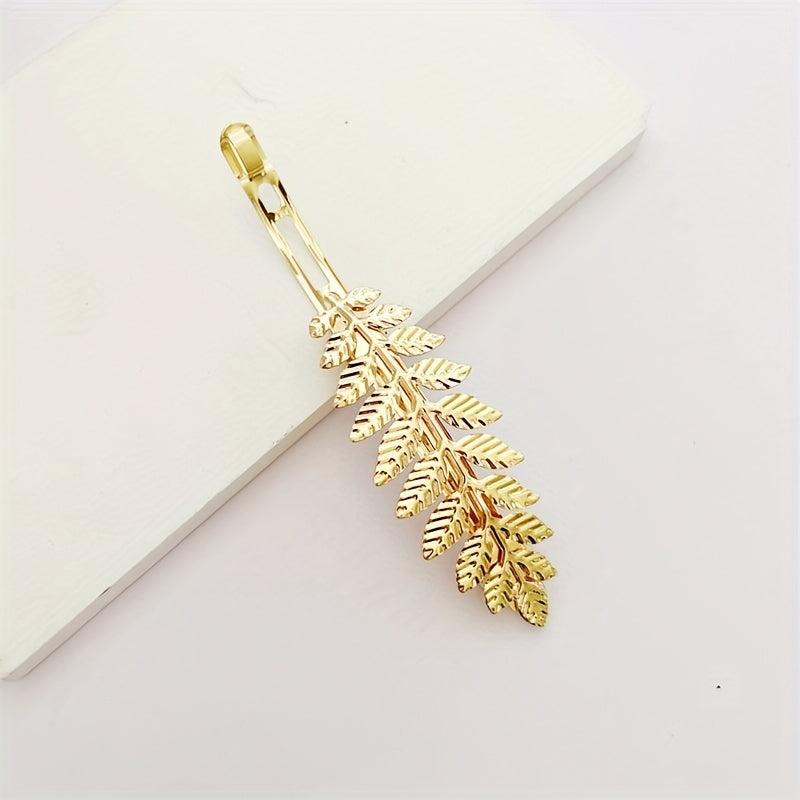 Golden Leaf Metal Hair Clip Hair Accessories