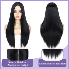 Long Straight Middle Part Wig Heat Resistant Synthetic Daily Party Wig