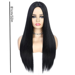 Long Straight Middle Part Wig Heat Resistant Synthetic Daily Party Wig
