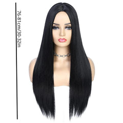 Long Straight Middle Part Wig Heat Resistant Synthetic Daily Party Wig