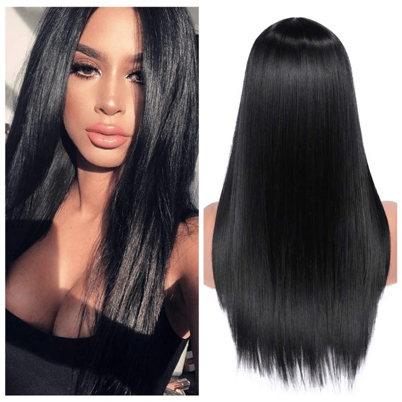Long Straight Middle Part Wig Heat Resistant Synthetic Daily Party Wig