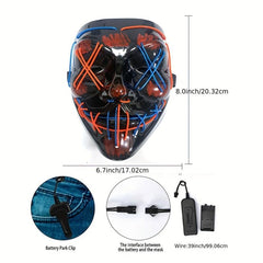 3pcs LED Light Up Scary Skeleton Gloves Set Halloween Mask Anonymous Costume