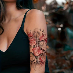 Waterproof Temporary Tattoo Stickers Rose Flower Butterfly Skull Pattern