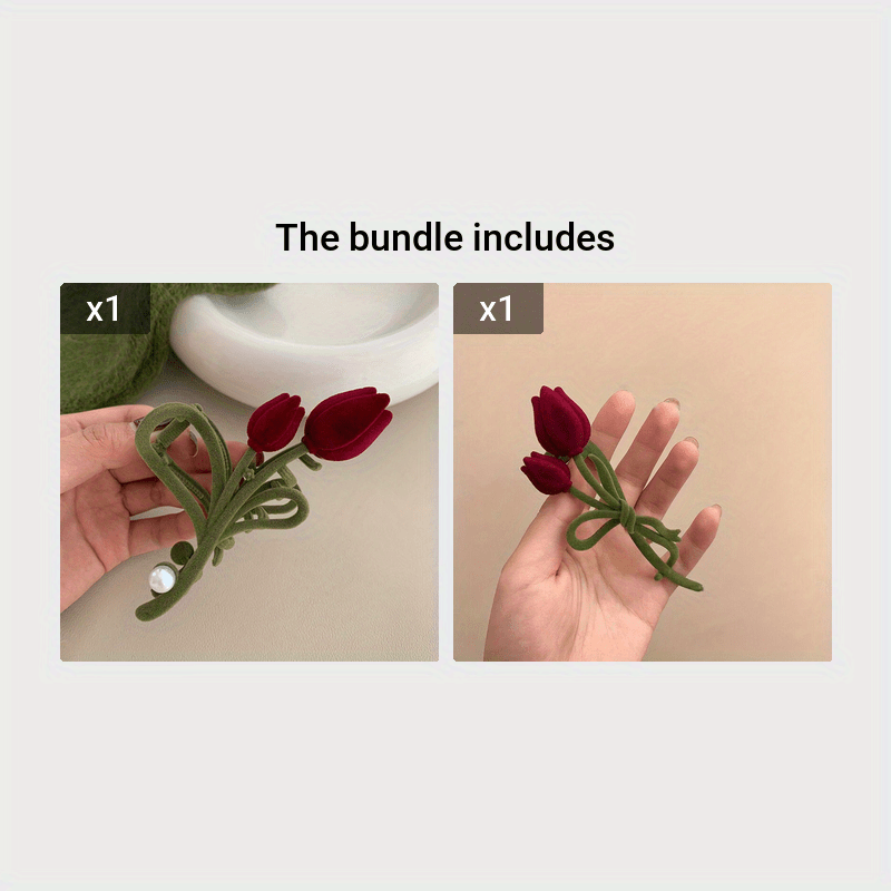 Large Velvet Tulip Hair Clip for Girls